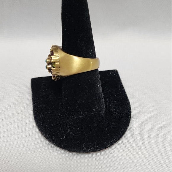Heidi Daus East West Copper & Multicolored Crystal Antique Gold Finish Ring - Picture 8 of 10
